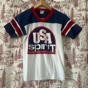 Vintage USA Spirit V Neck Tee Kids Size L 14-16